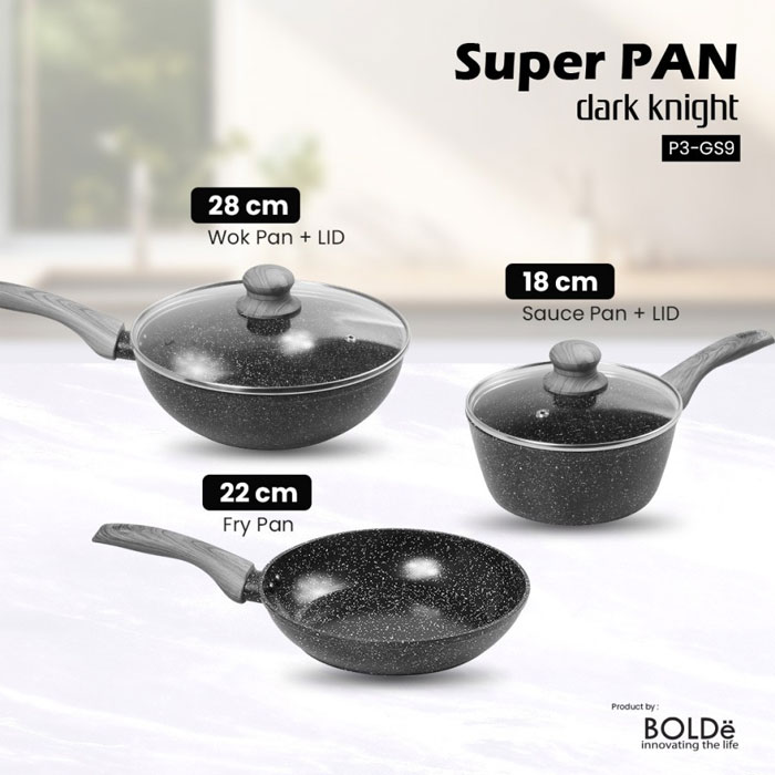 Bolde Super Pan Dark Knight 9 Set - Hitam